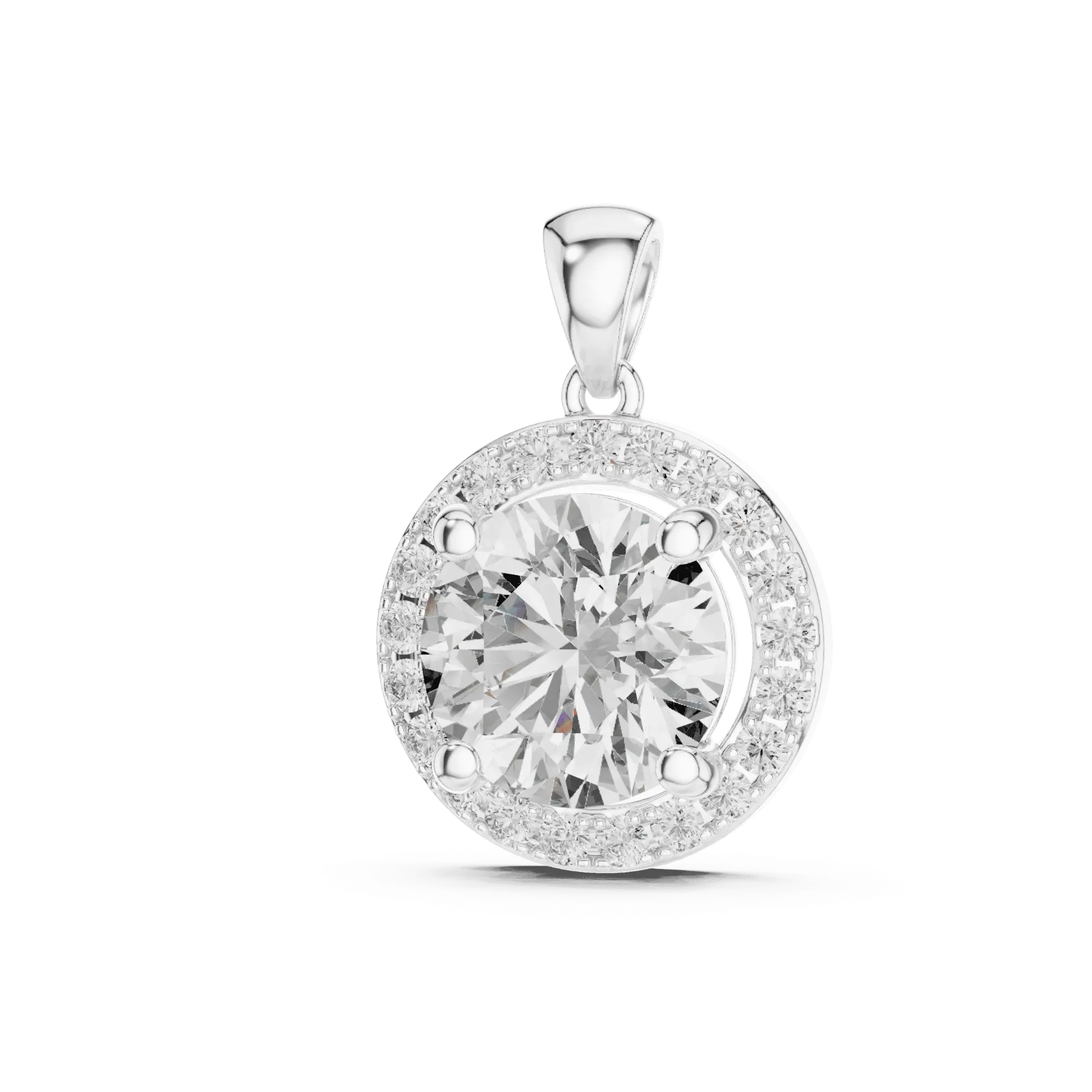 Crescent Halo Solitaire Pendant Chain