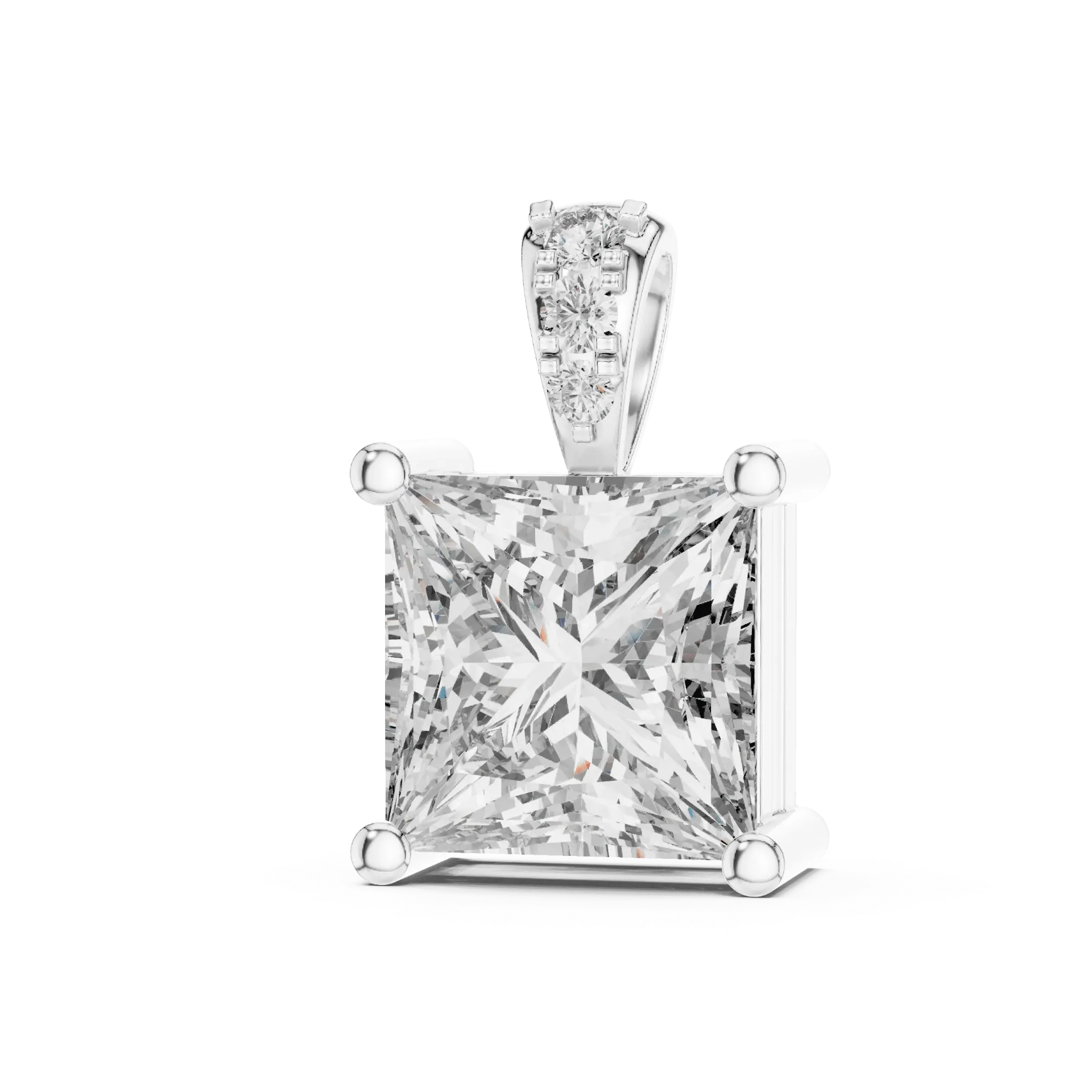 Regal Princess-Cut Solitaire Pendant