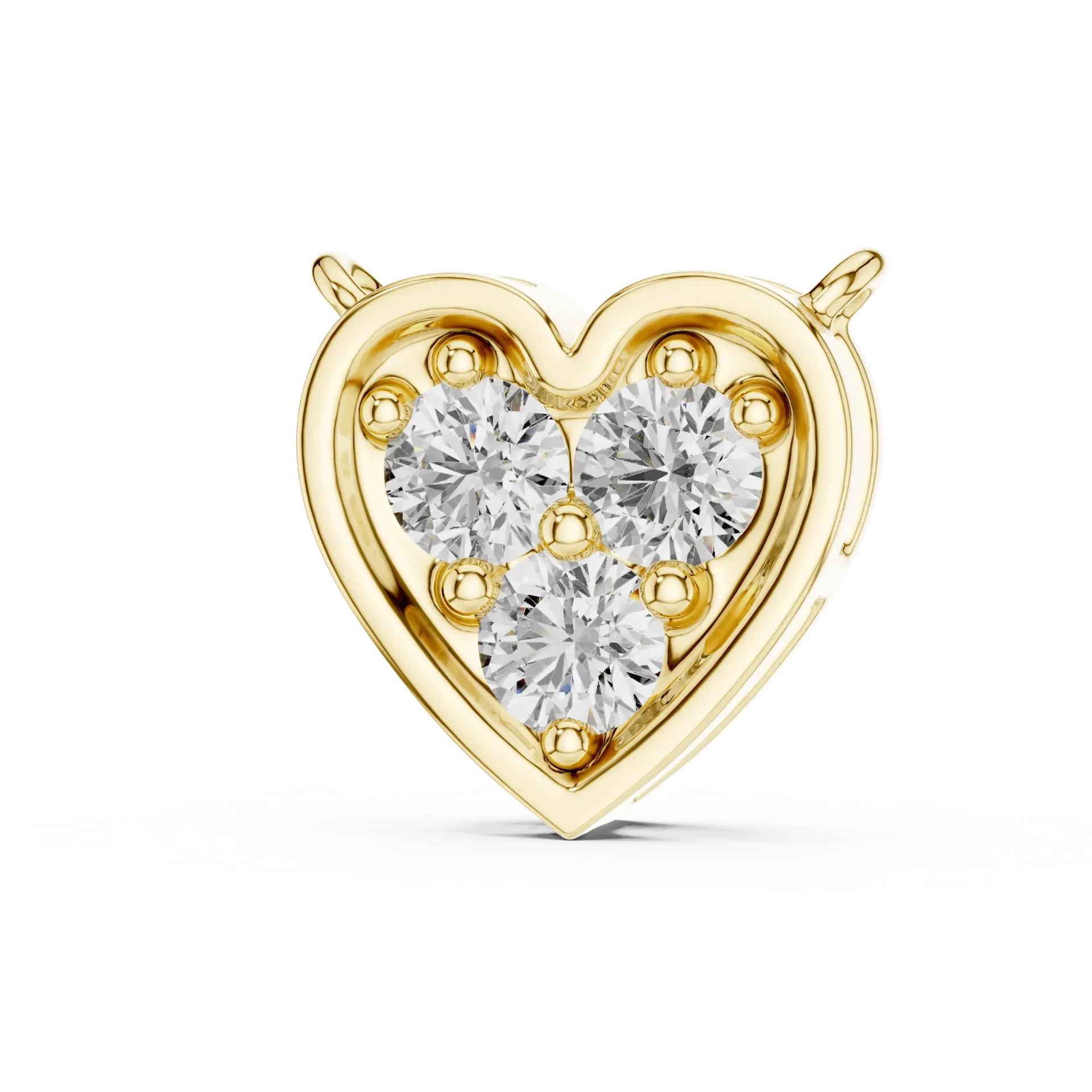 Triple-Diamond Heart Slider Pendant Chain (​Yellow Vermeil)