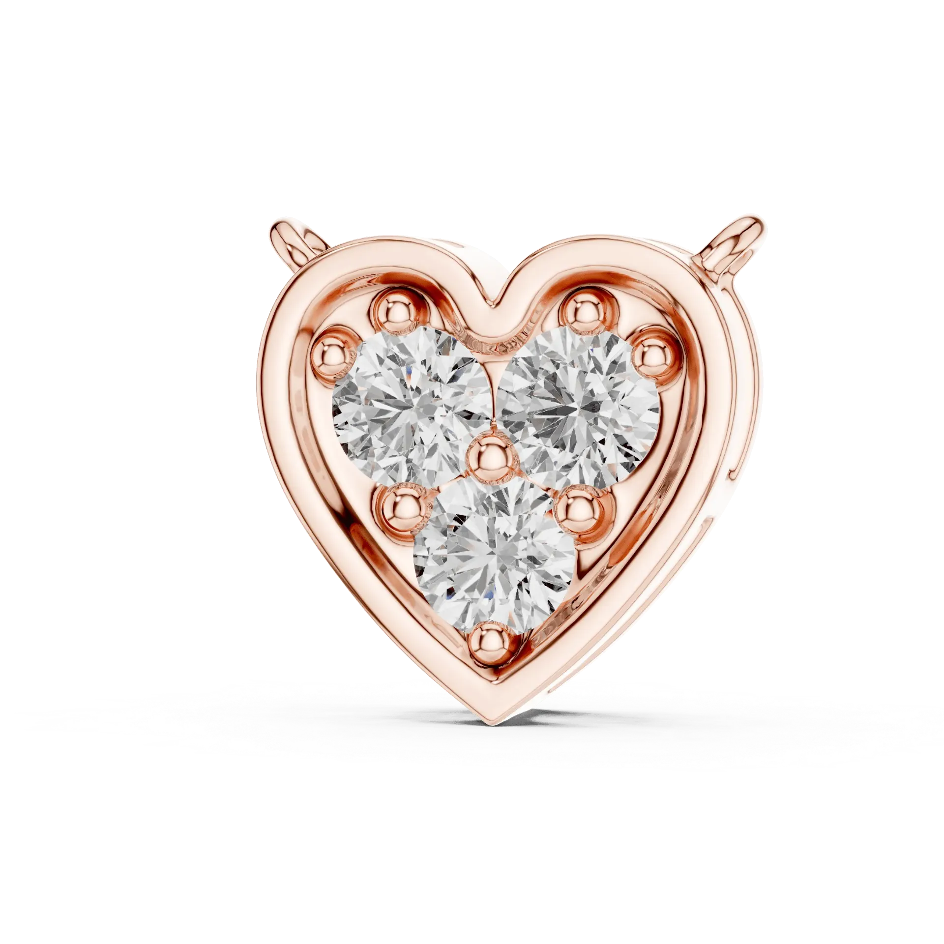 Triple-Diamond Heart Slider Pendant Chain