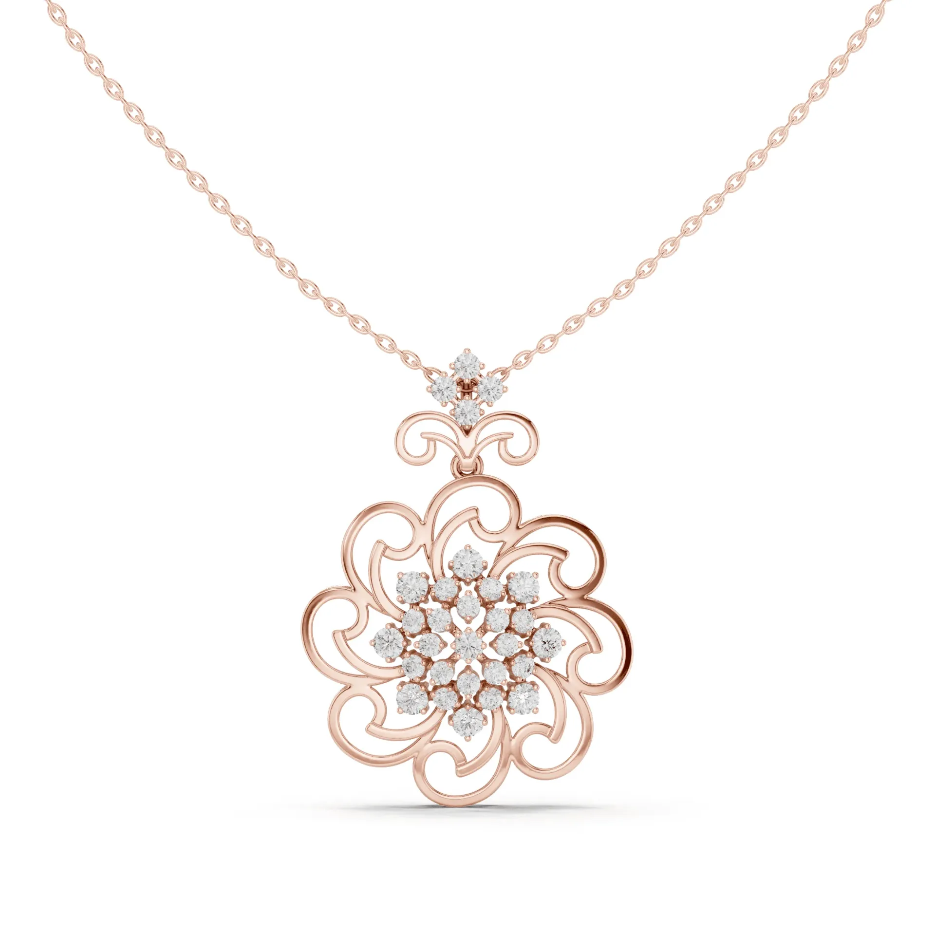 Filigree Snowflake Cluster Pendant Chain
