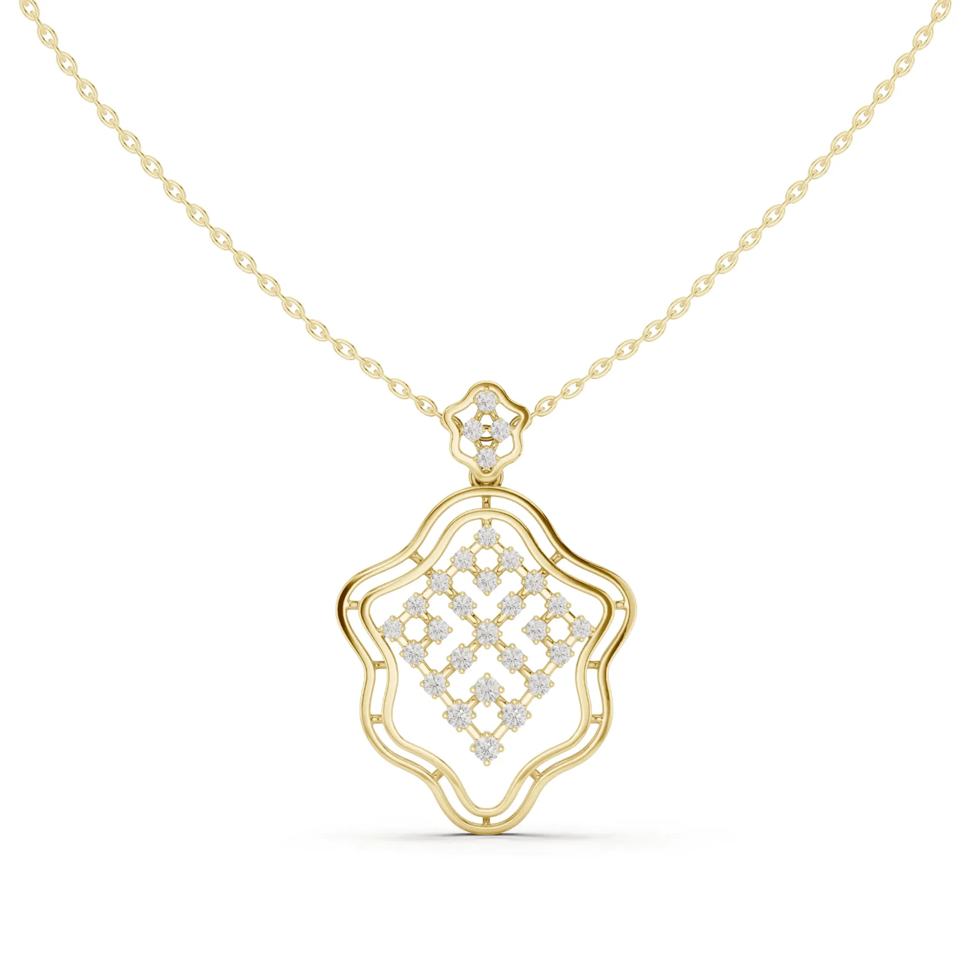 Moroccan Lattice Statement Pendant Chain (​Yellow Vermeil)