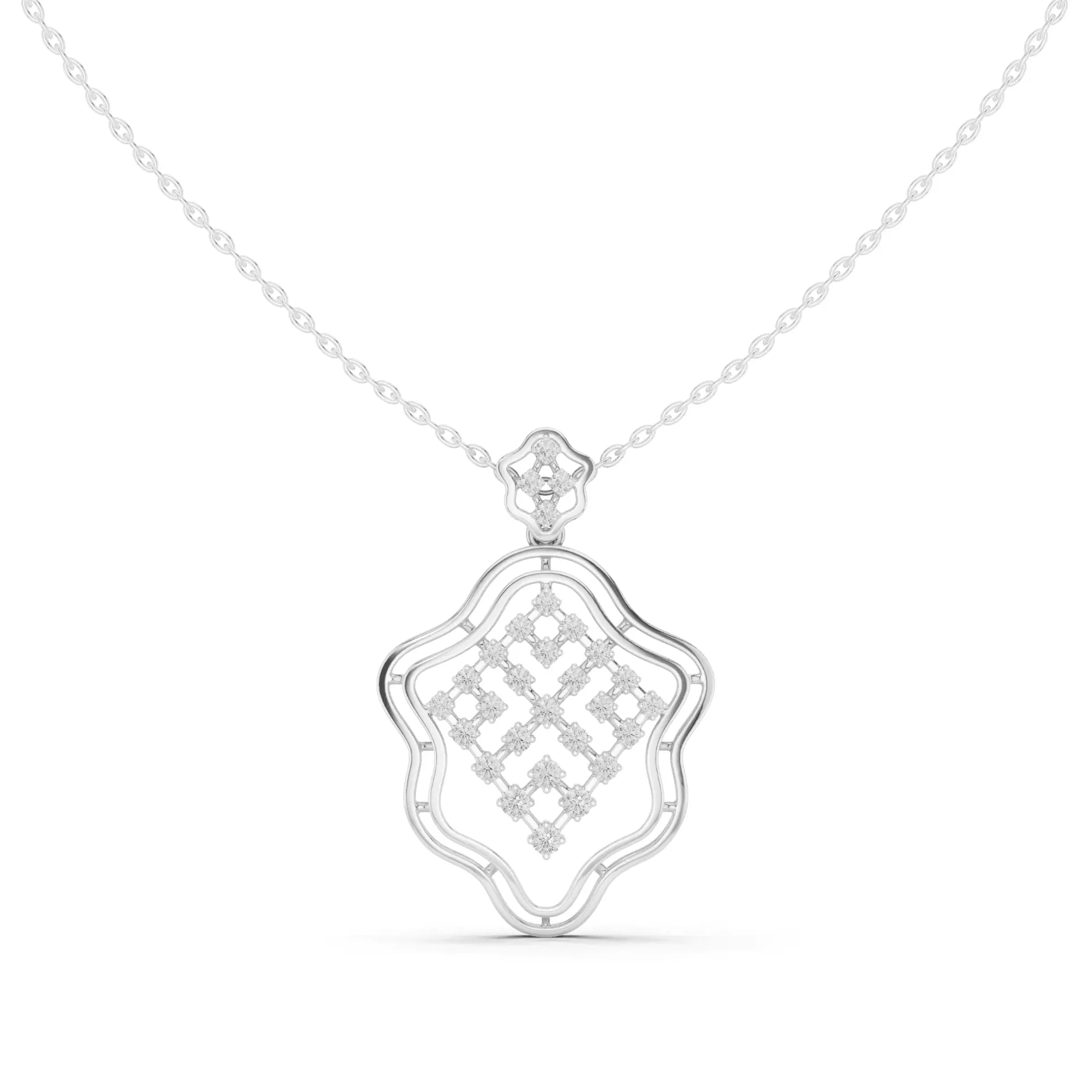 Moroccan Lattice Statement Pendant Chain