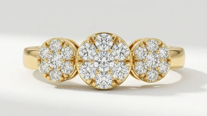 The "Amara" Tri-Cluster Ring